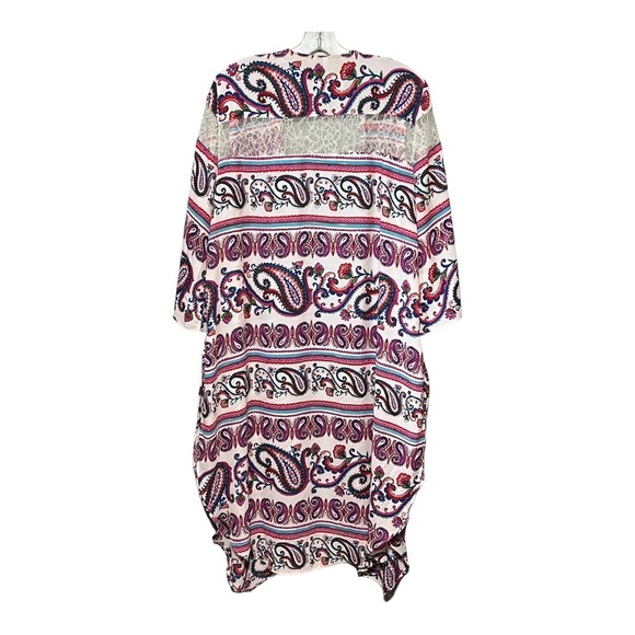 Cato Est. 1946 Paisley Lace Kimono Medium Open Lightweight Sheer Layering Piece - Picture 2 of 8